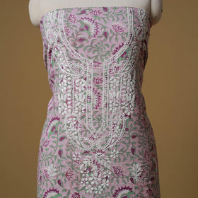 Lucknowi chikankari hand work sanganeri unstitched kurta