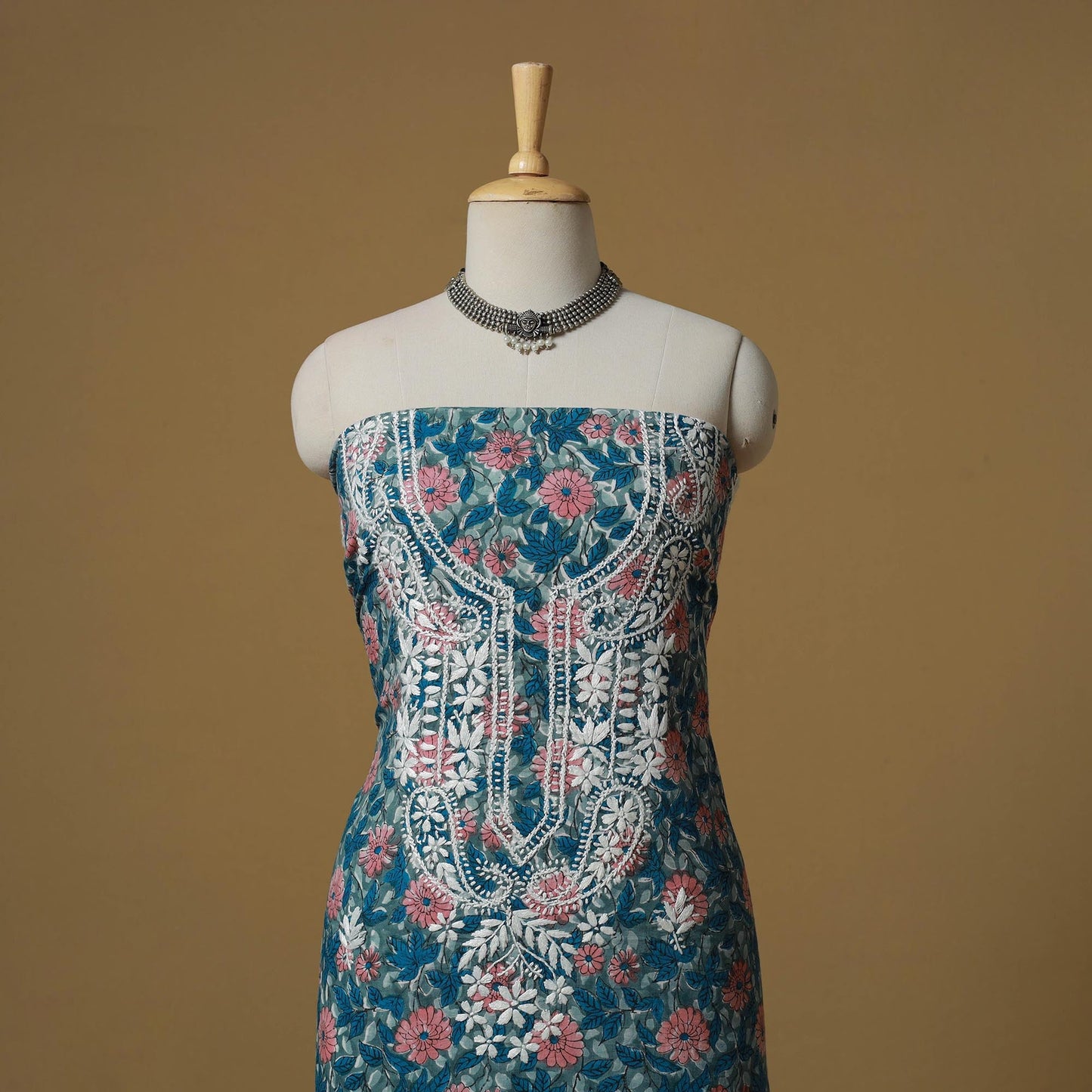 Lucknowi chikankari hand work sanganeri unstitched kurta