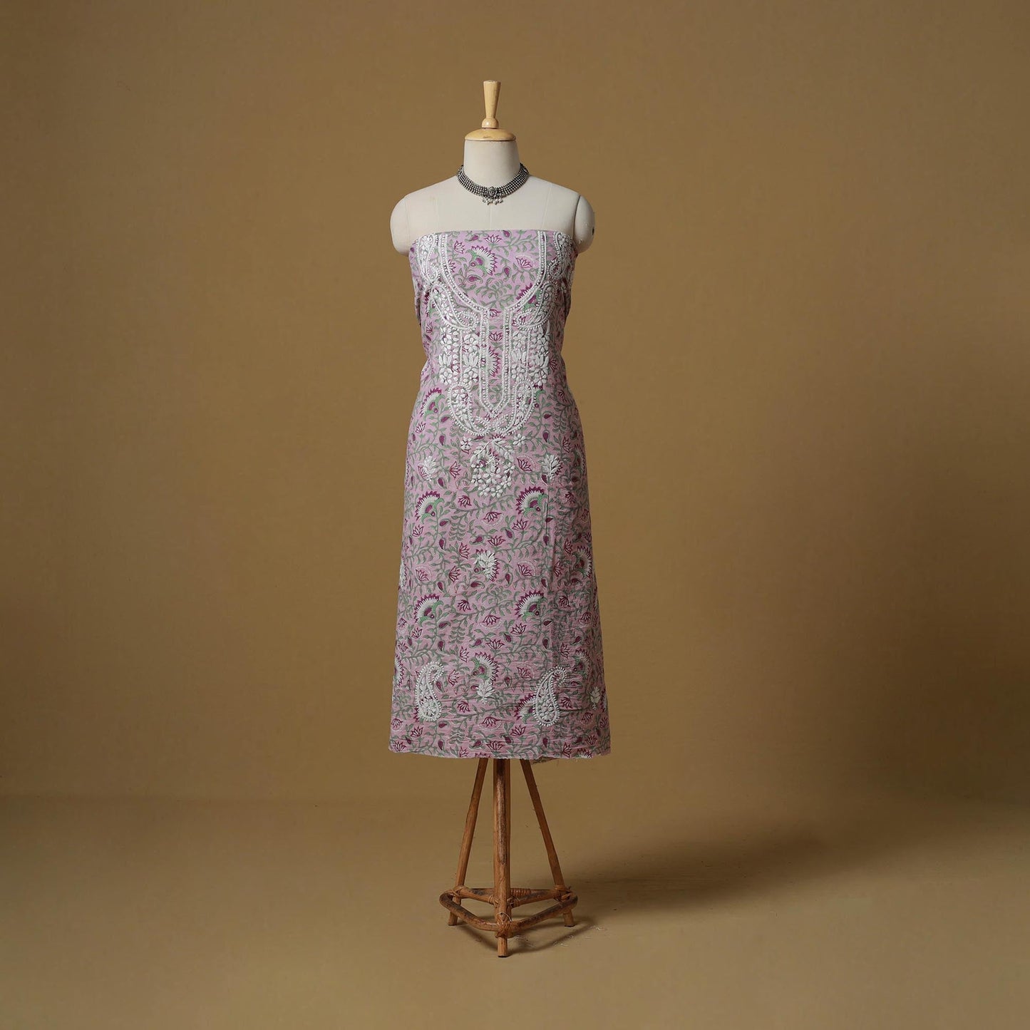 Lucknowi chikankari hand work sanganeri unstitched kurta