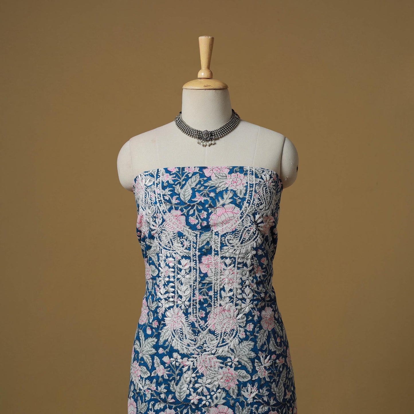 Lucknowi chikankari hand work sanganeri unstitched kurta