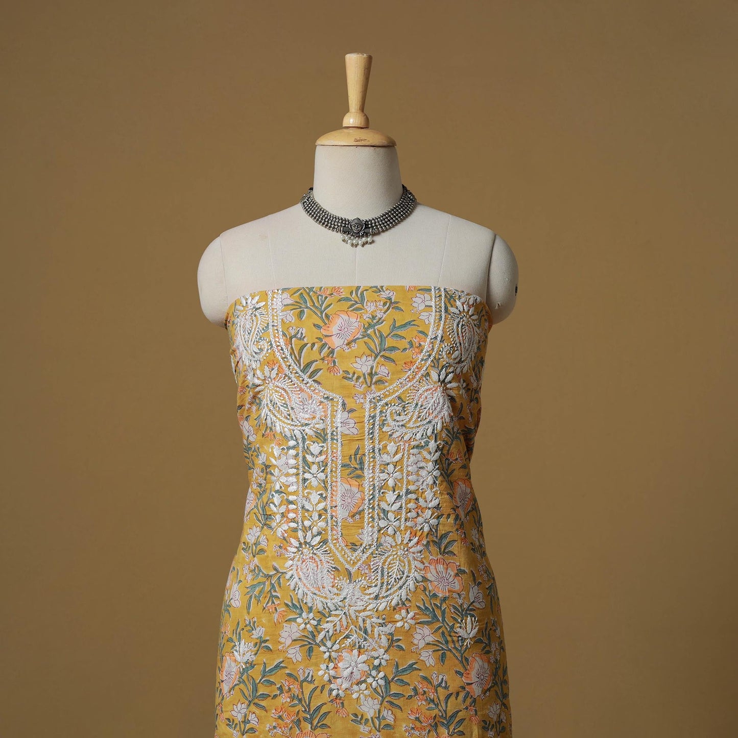 Lucknowi chikankari hand work sanganeri unstitched kurta