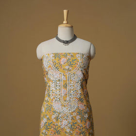 Lucknowi chikankari hand work sanganeri unstitched kurta