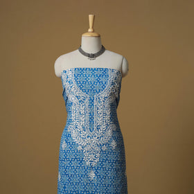 Lucknowi chikankari hand work sanganeri unstitched kurta