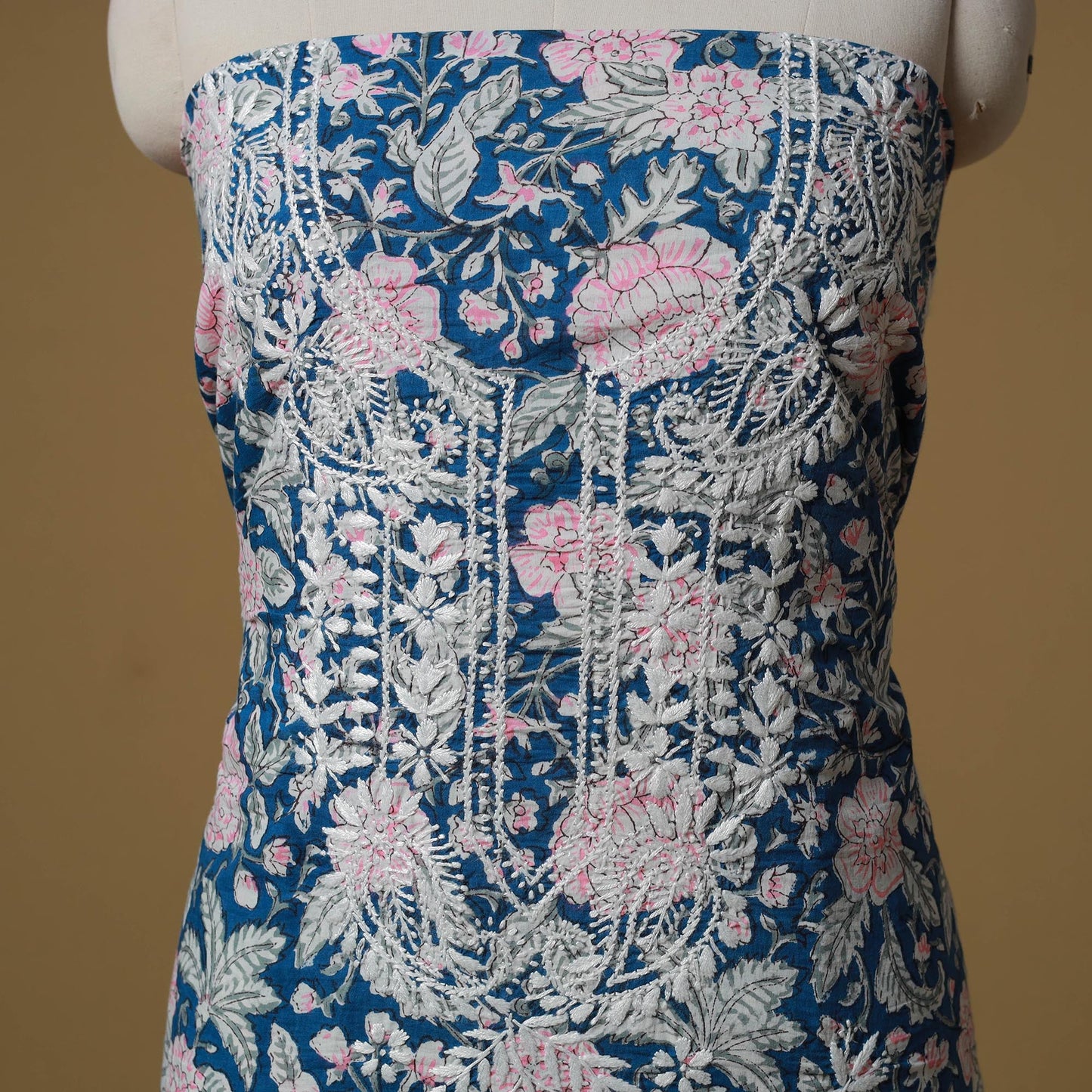 Lucknowi chikankari hand work sanganeri unstitched kurta