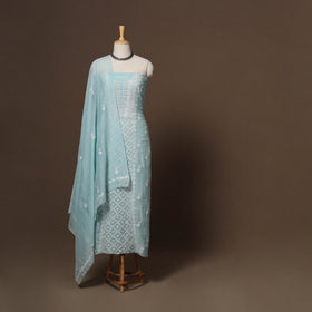 Lucknowi chikankari heavy hand embroidered mul chanderi 2pc