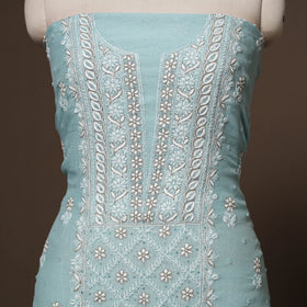Lucknowi chikankari heavy hand embroidered mul chanderi 2pc