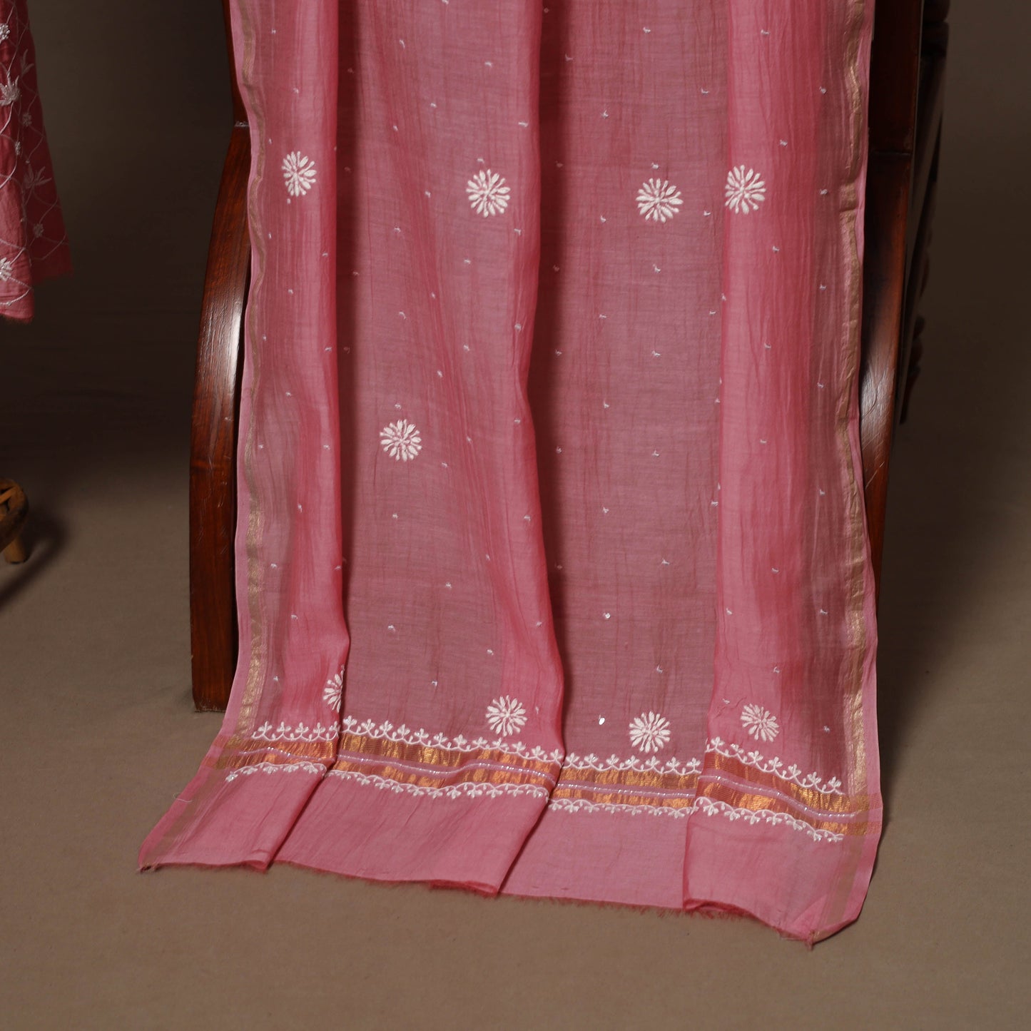 Lucknowi chikankari heavy hand embroidered mul chanderi 2pc