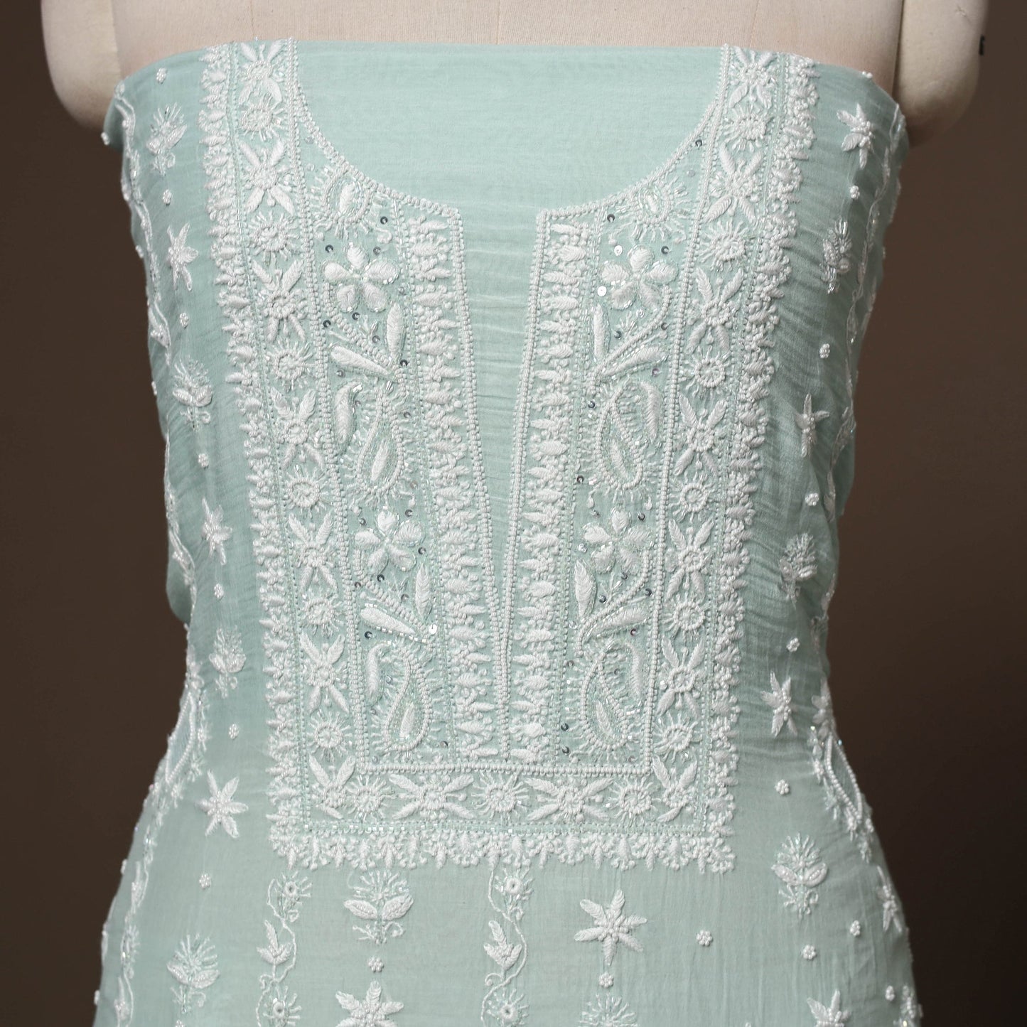 Lucknowi chikankari heavy hand embroidered mul chanderi 2pc