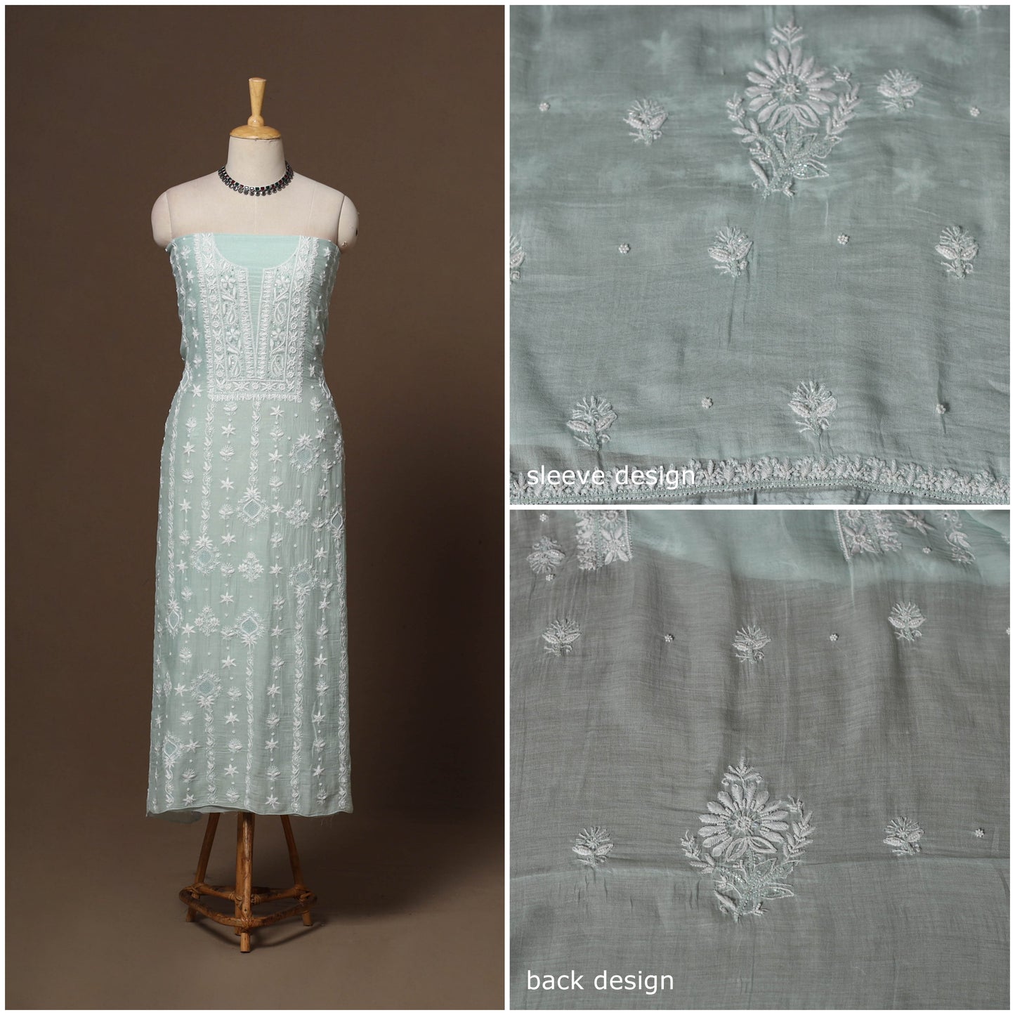 Lucknowi chikankari heavy hand embroidered mul chanderi 2pc