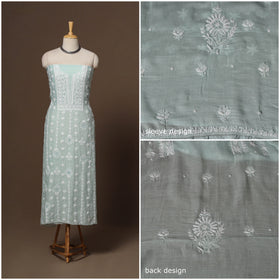 Lucknowi chikankari heavy hand embroidered mul chanderi 2pc