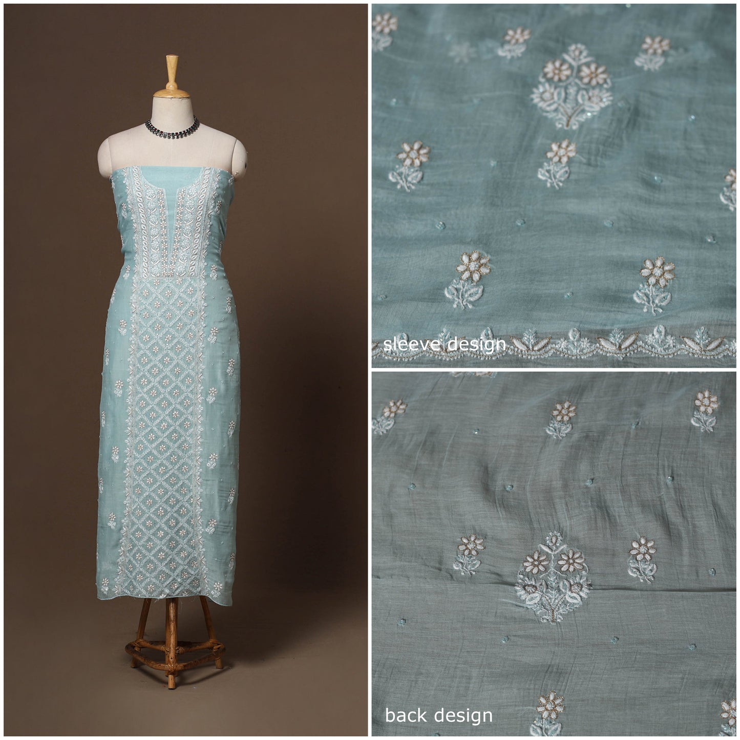 Lucknowi chikankari heavy hand embroidered mul chanderi 2pc