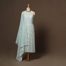 Lucknowi chikankari heavy hand embroidered mul chanderi 2pc