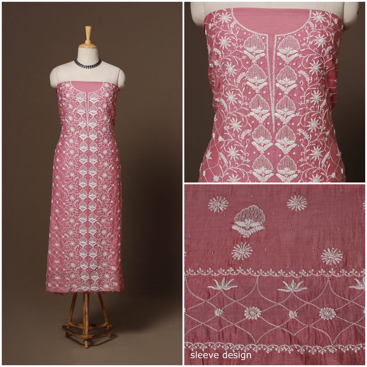 Lucknowi chikankari heavy hand embroidered mul chanderi 2pc