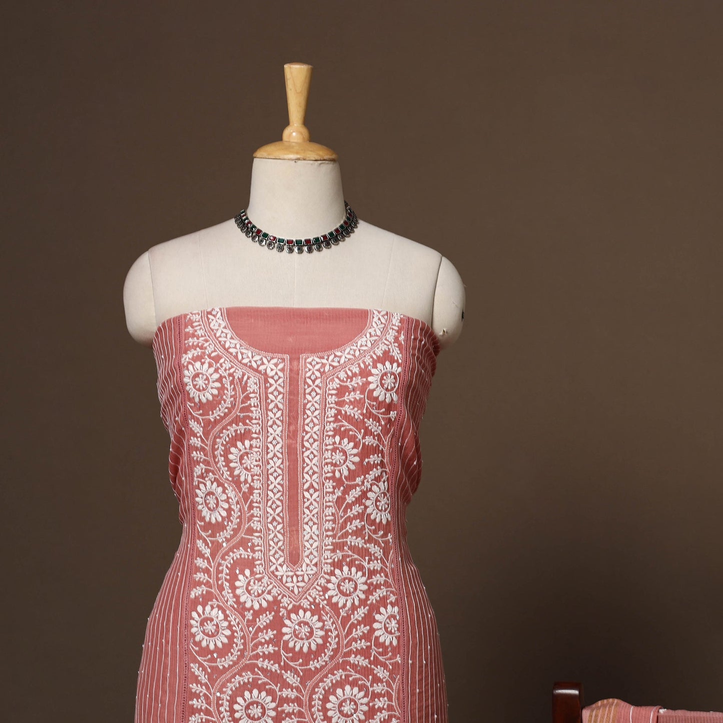 Lucknowi chikankari heavy hand embroidered mul chanderi 2pc