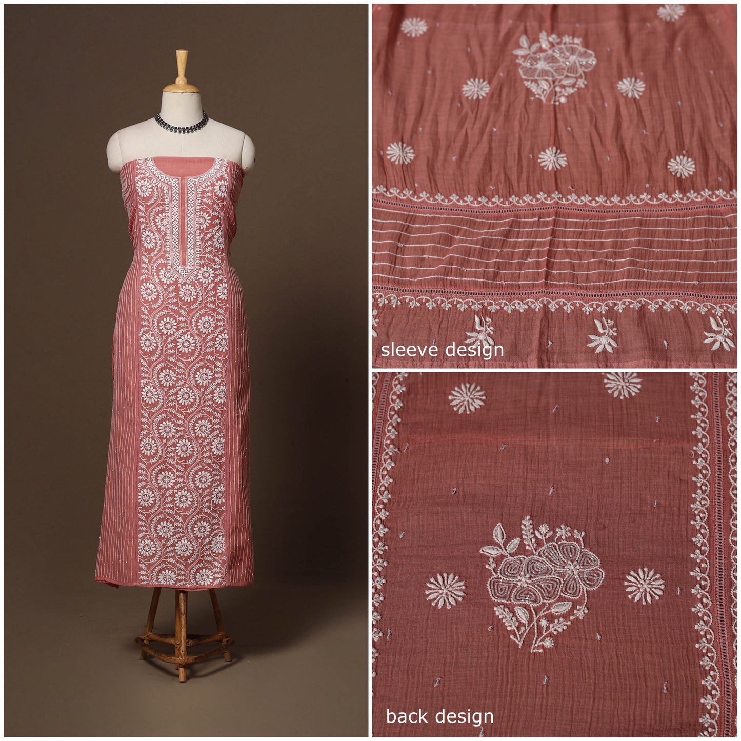 Lucknowi chikankari heavy hand embroidered mul chanderi 2pc