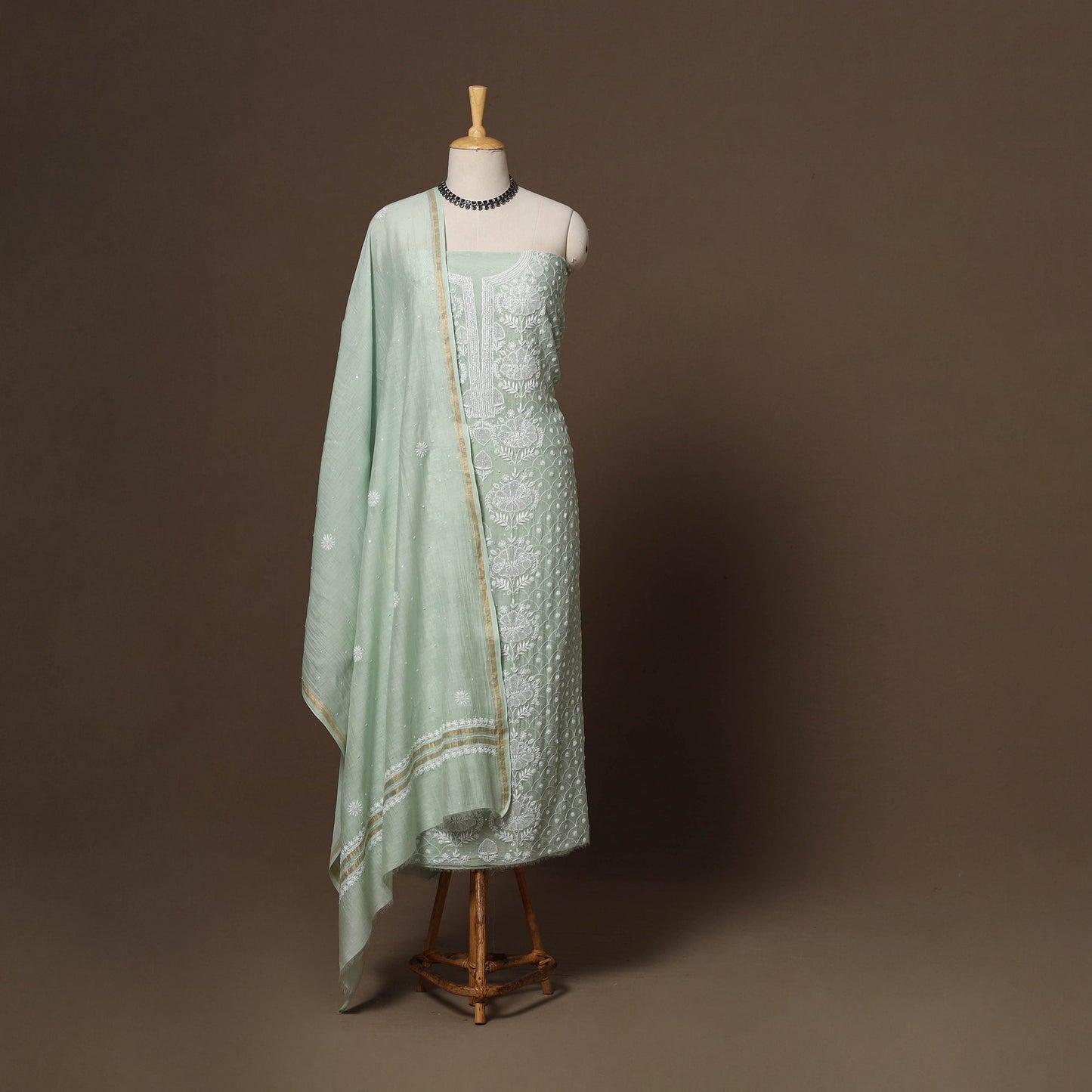 Lucknowi chikankari heavy hand embroidered mul chanderi 2pc