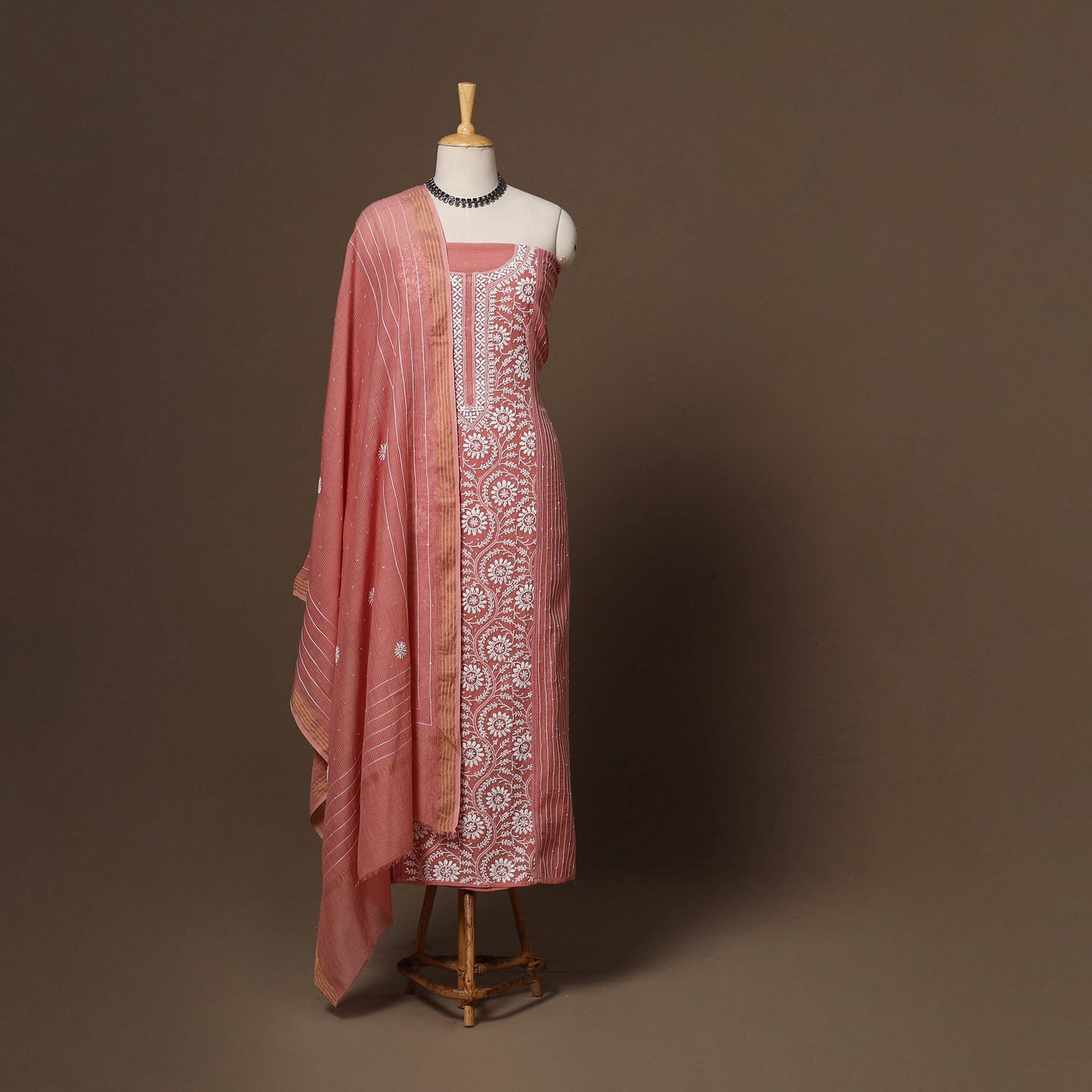 Lucknowi chikankari heavy hand embroidered mul chanderi 2pc
