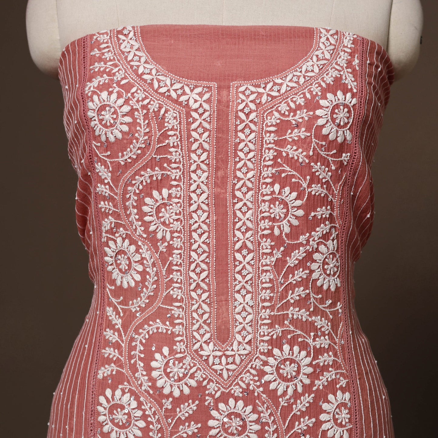 Lucknowi chikankari heavy hand embroidered mul chanderi 2pc