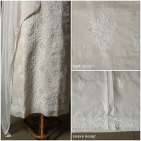 Lucknowi hand embroidered cotton chikankari 3pc unstitched