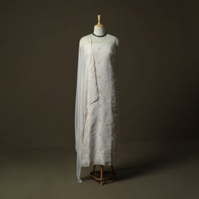 Lucknowi hand embroidered cotton chikankari 3pc unstitched