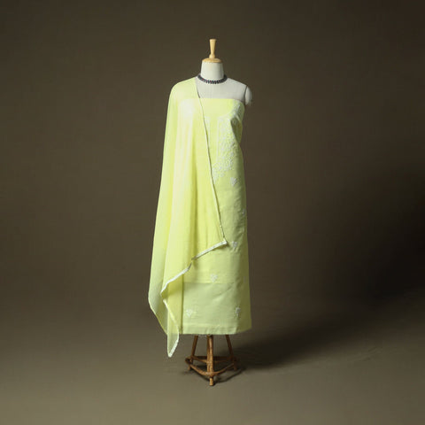 Lucknowi hand embroidered cotton chikankari 3pc unstitched