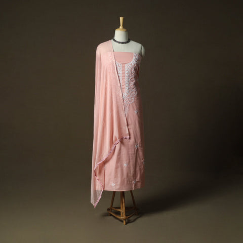 Lucknowi hand embroidered cotton chikankari 3pc unstitched