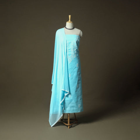 Lucknowi hand embroidered cotton chikankari 3pc unstitched