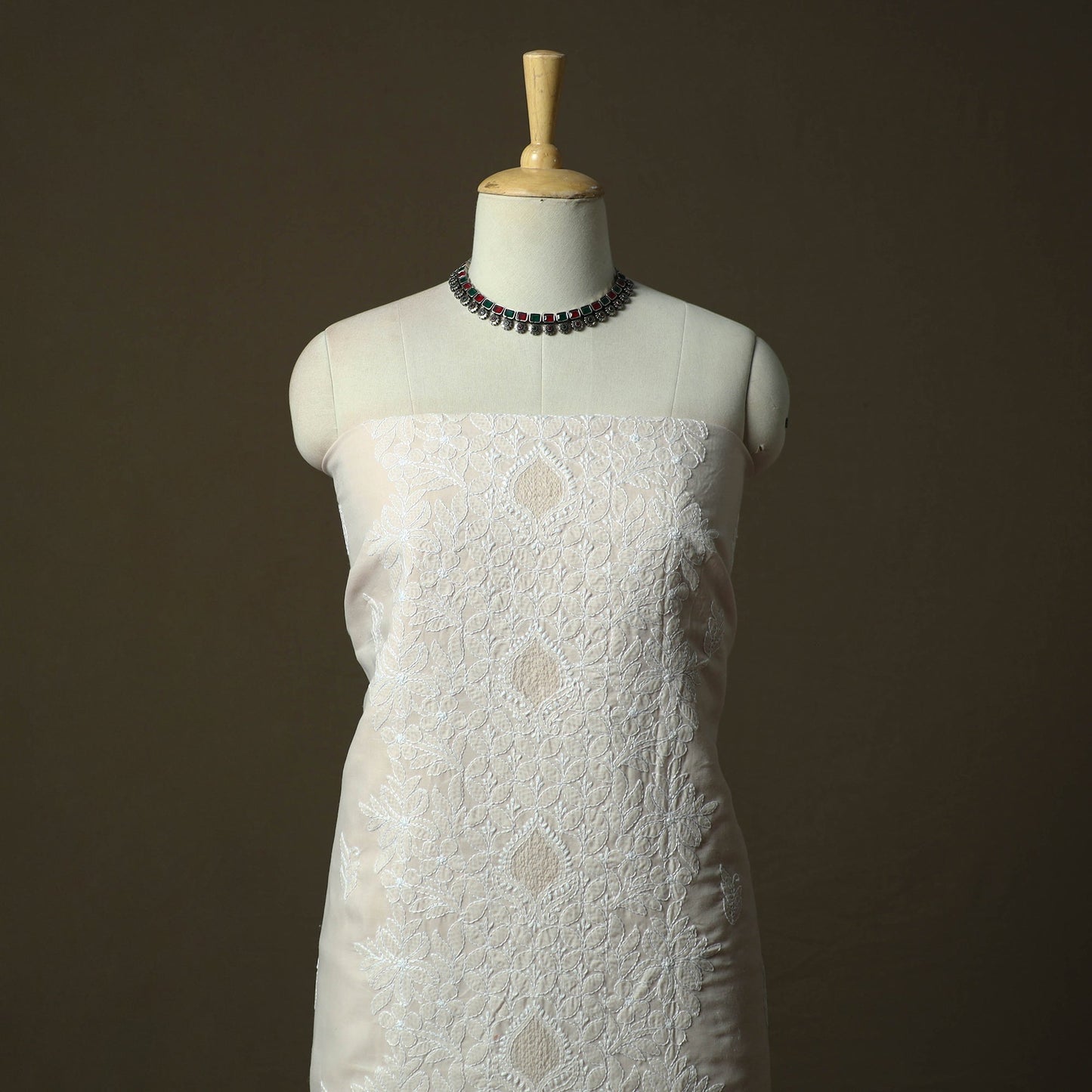 Lucknowi hand embroidered cotton chikankari 3pc unstitched