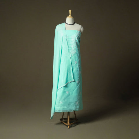 Lucknowi hand embroidered cotton chikankari 3pc unstitched