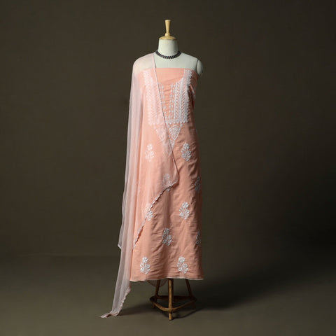 Lucknowi hand embroidered cotton chikankari 3pc unstitched