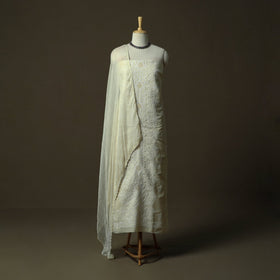 Lucknowi hand embroidered cotton chikankari 3pc unstitched