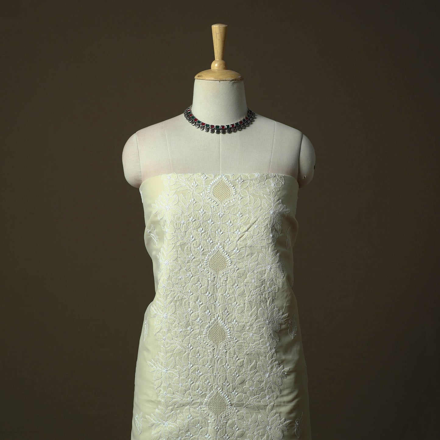 Lucknowi hand embroidered cotton chikankari 3pc unstitched