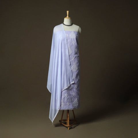 Lucknowi hand embroidered cotton chikankari 3pc unstitched