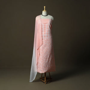 Lucknowi hand embroidered cotton chikankari 3pc unstitched