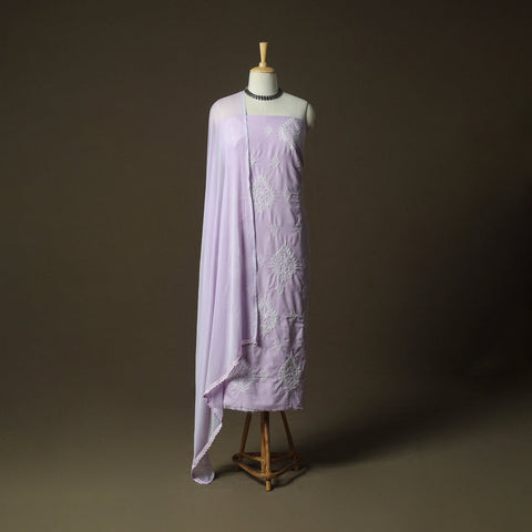 Lucknowi hand embroidered cotton chikankari 3pc unstitched