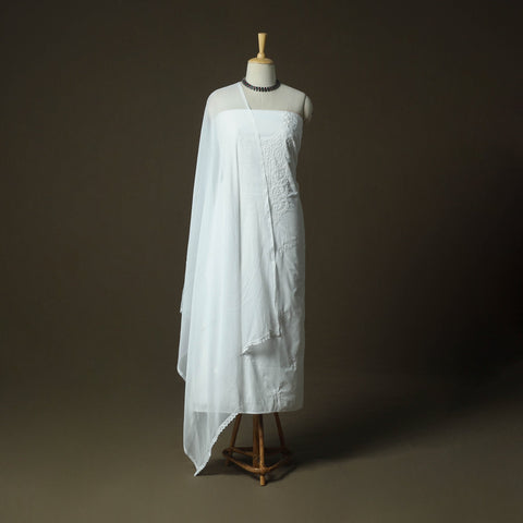 Lucknowi hand embroidered cotton chikankari 3pc unstitched