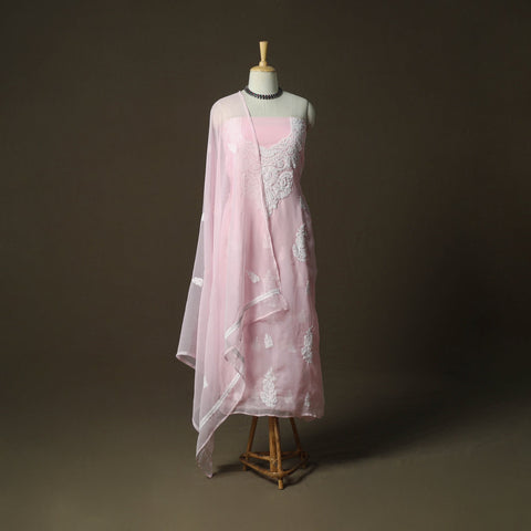 Lucknowi hand embroidered georgette chikankari 3pc