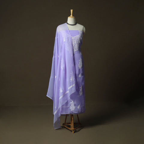 Lucknowi hand embroidered georgette chikankari 3pc