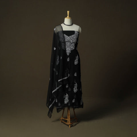 Lucknowi hand embroidered georgette chikankari 3pc