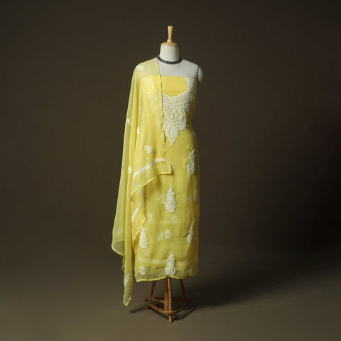 Lucknowi hand embroidered georgette chikankari 3pc