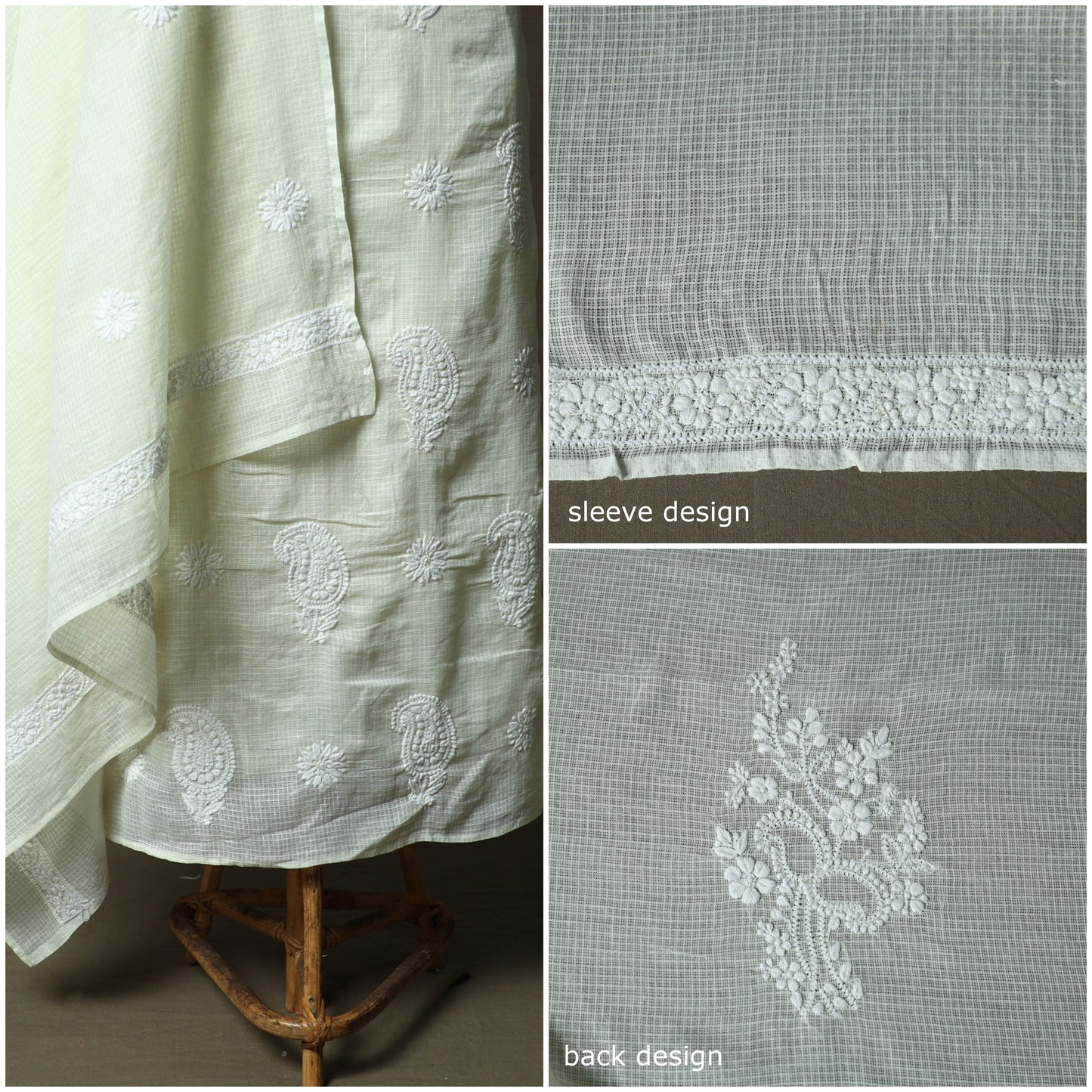Lucknowi hand embroidered kota doria cotton chikankari 2pc