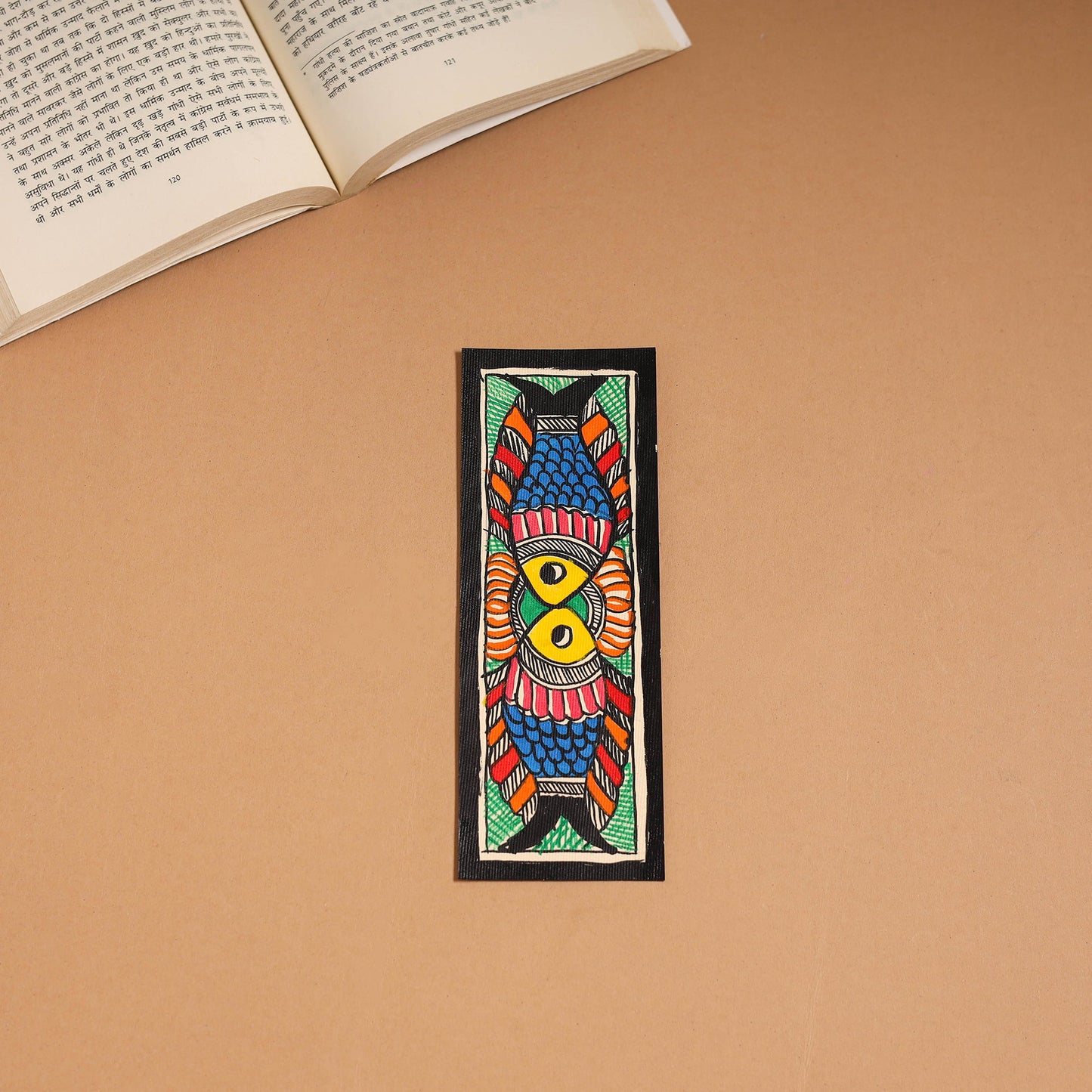 Madhubani handpainted bookmark (7 x 2 in) 04 - handcrafted