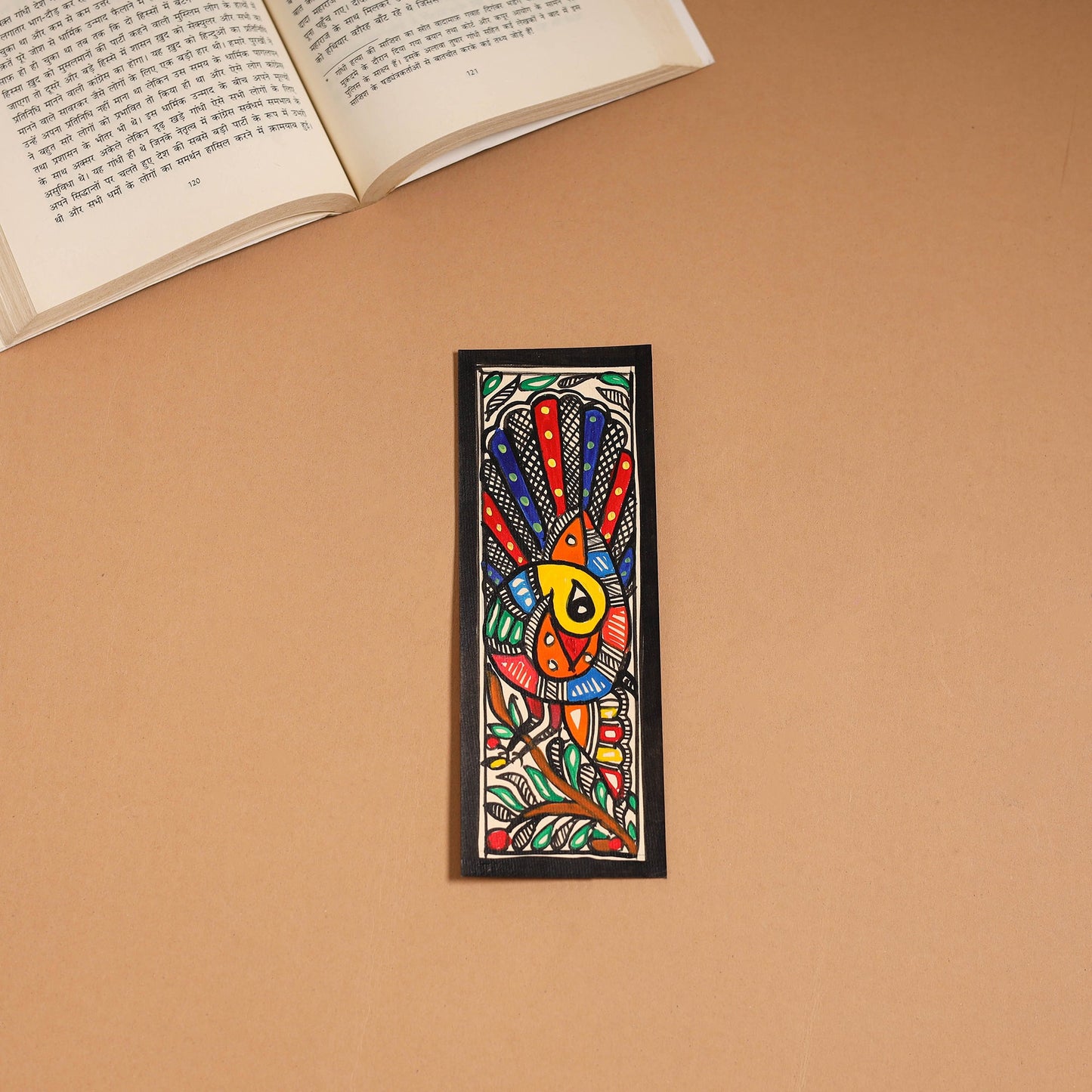 Madhubani handpainted bookmark (7 x 2 in) 13 - handcrafted