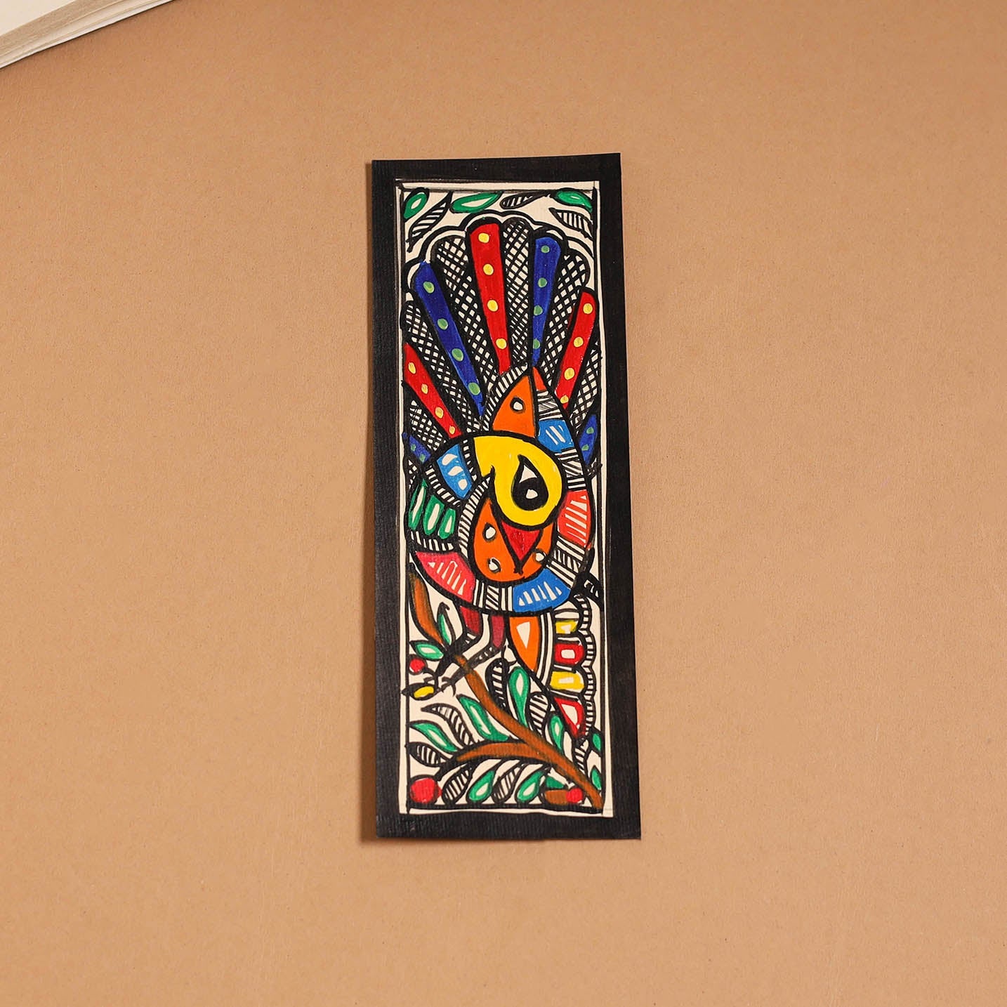 Madhubani handpainted bookmark (7 x 2 in) 13 - handcrafted