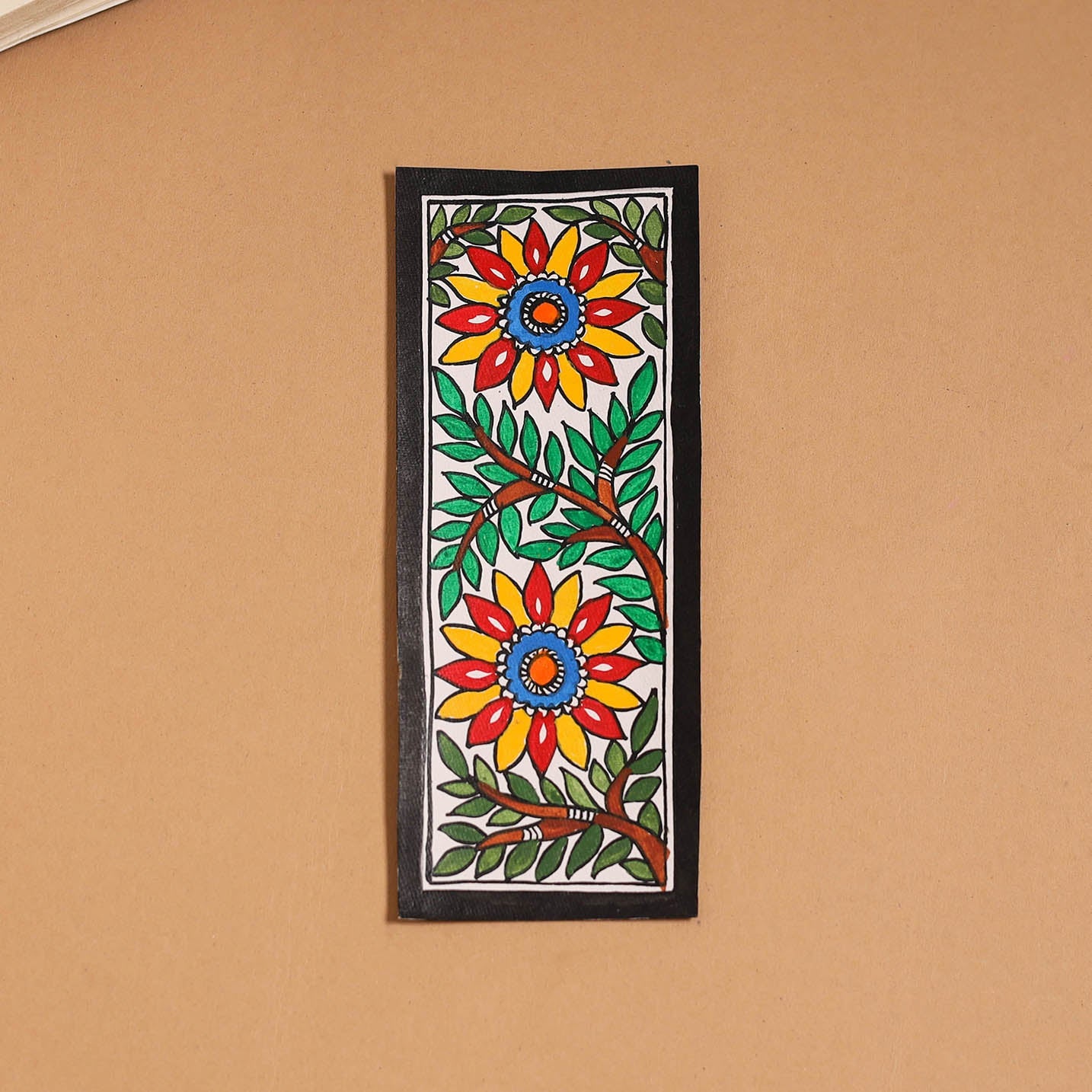 Madhubani handpainted bookmark (7 x 2 in) 15 - handcrafted