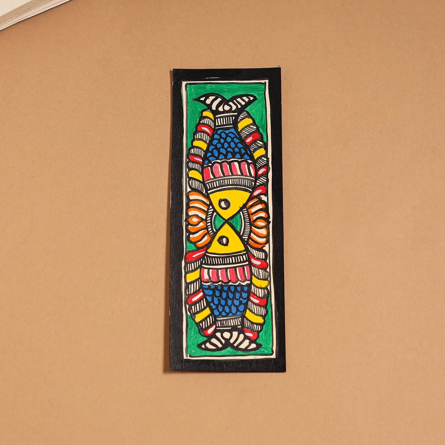 Madhubani handpainted bookmark (7 x 2 in) 34 - handcrafted