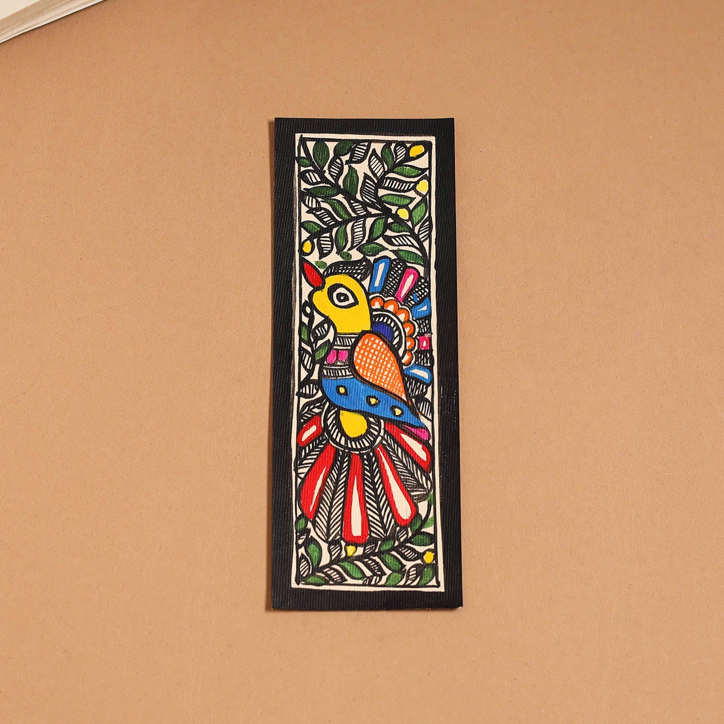Madhubani handpainted bookmark (7 x 2 in) 38 - handcrafted