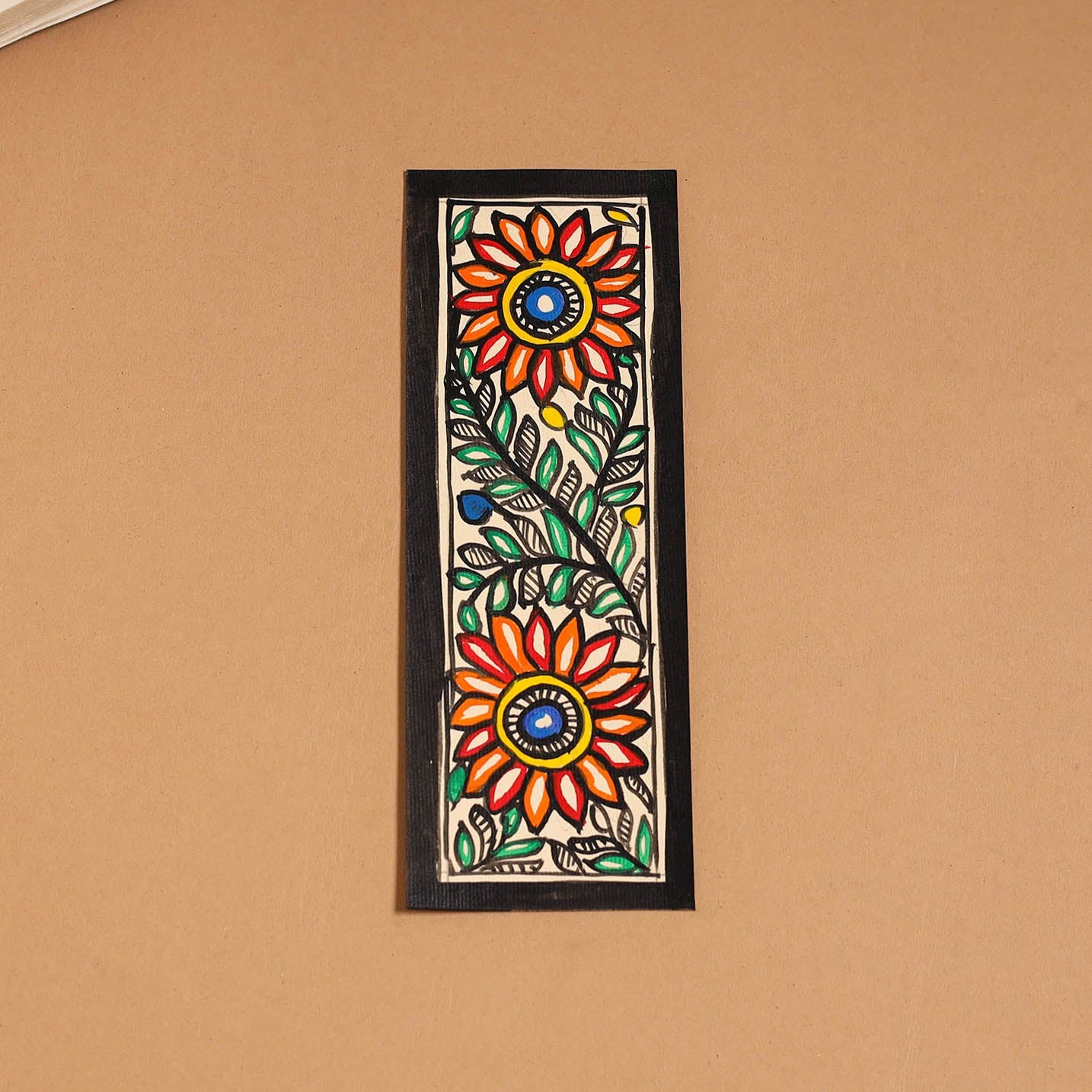 Madhubani handpainted bookmark (7 x 2 in) 39 - handcrafted