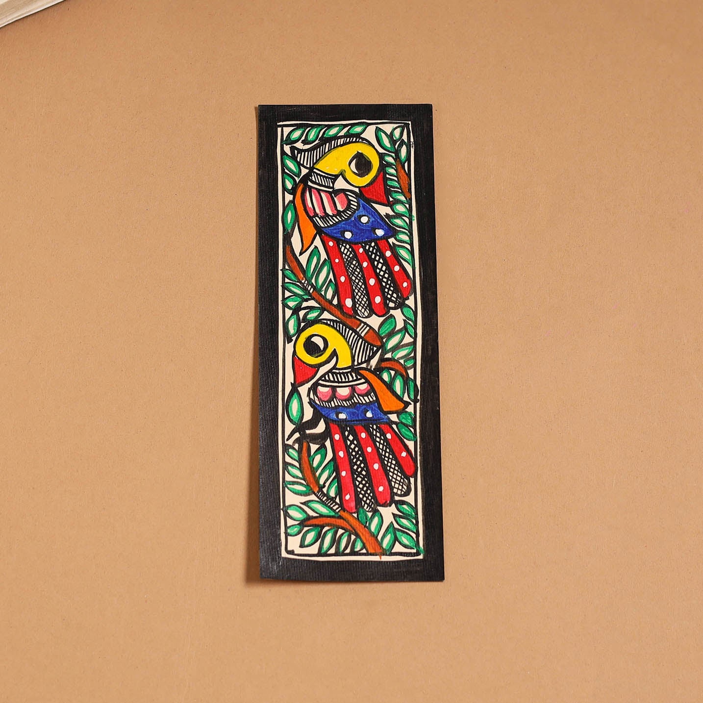 Madhubani handpainted bookmark (7 x 2 in) 41 - handcrafted
