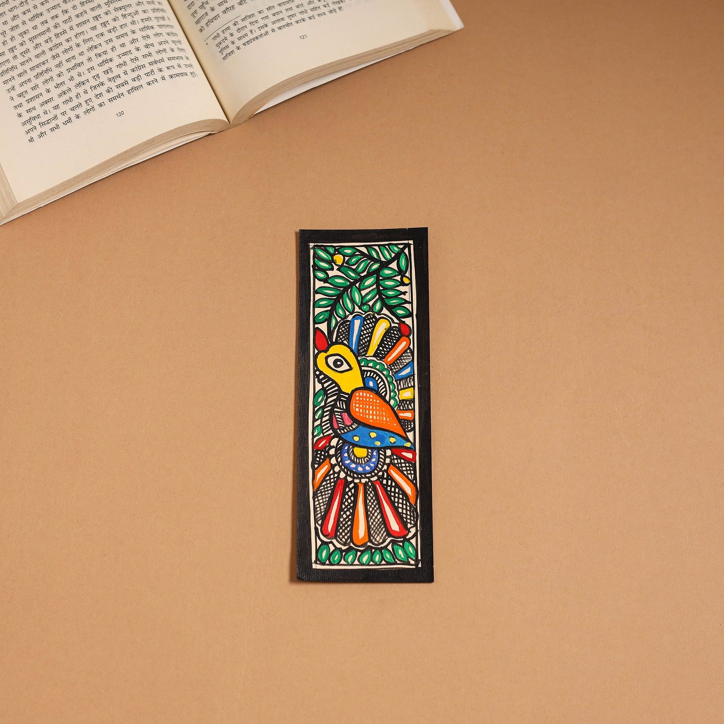 Madhubani handpainted bookmark (7 x 2 in) 42 - handcrafted